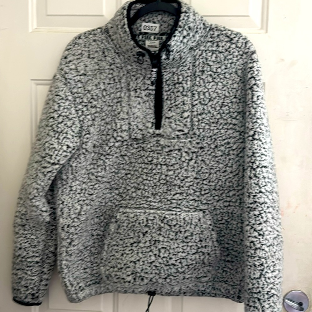 PINK Victoria Secret Gray & Black Sweater Half Zipper  M